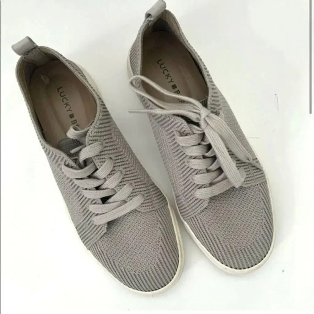 Lucky Brand Size 7M Shoes LP-Laddix Lace-Up Casual
Sneakers Textile Upper Taupe